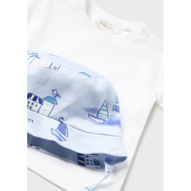 Completo shirt salopette e cappello marino Neonato 0/36