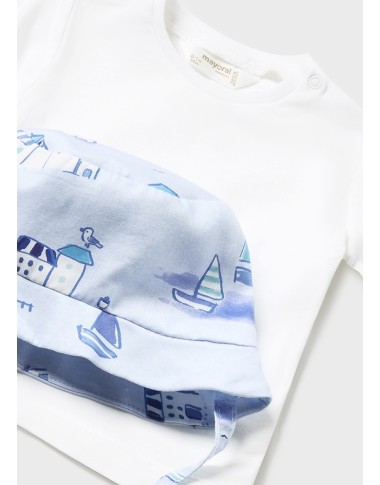 Completo shirt salopette e cappello marino Neonato 0/36