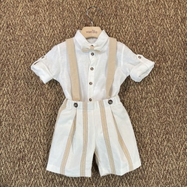 Completo camicia bermuda e papillon Neonato 0/36