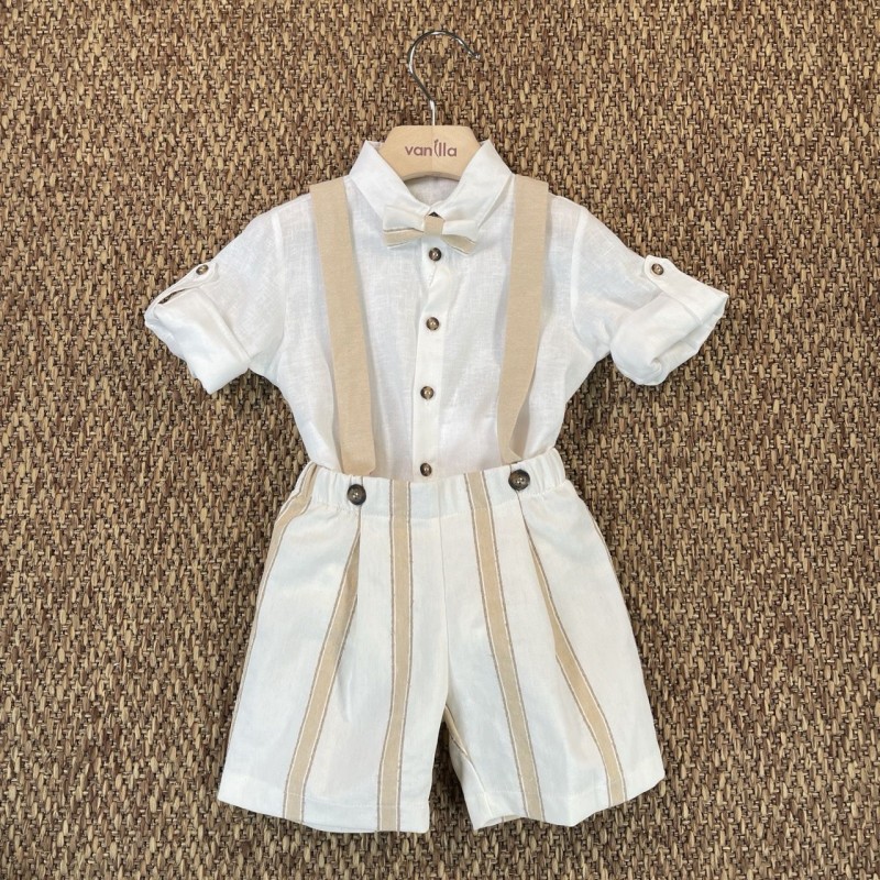 Completo camicia bermuda e papillon Neonato 0/36