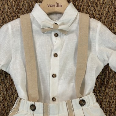 Completo camicia bermuda e papillon Neonato 0/36