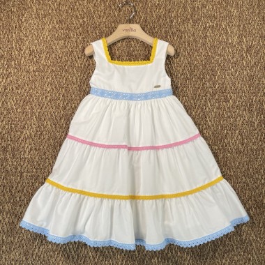 Abito in popeline crochet Bimba 2/8 anni
