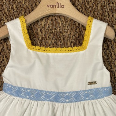 Abito in popeline crochet Bimba 2/8 anni
