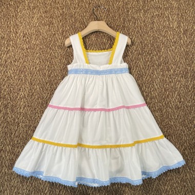 Abito in popeline crochet Bimba 2/8 anni
