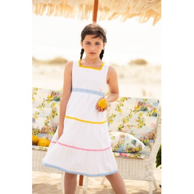 Abito in popeline crochet Bimba 2/8 anni