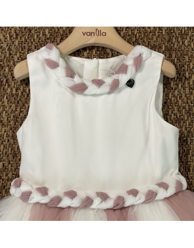 Abito tulle bicolore treccia Bimba 2/8 anni