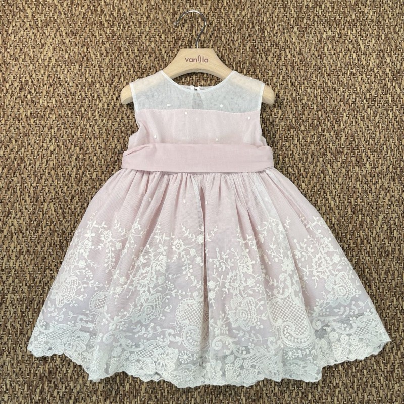 Abito in lino e macramè Bimba 2/8 anni