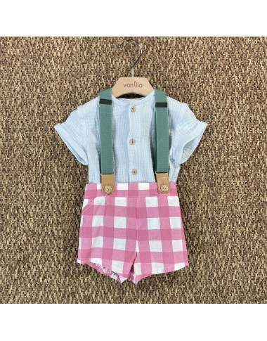 Completo t-shirt bermuda e bretelle Neonato 0/36