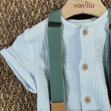 Completo t-shirt bermuda e bretelle Neonato 0/36