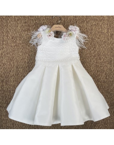 Abito damigella ricamo e fiori Bimba 2/8 anni