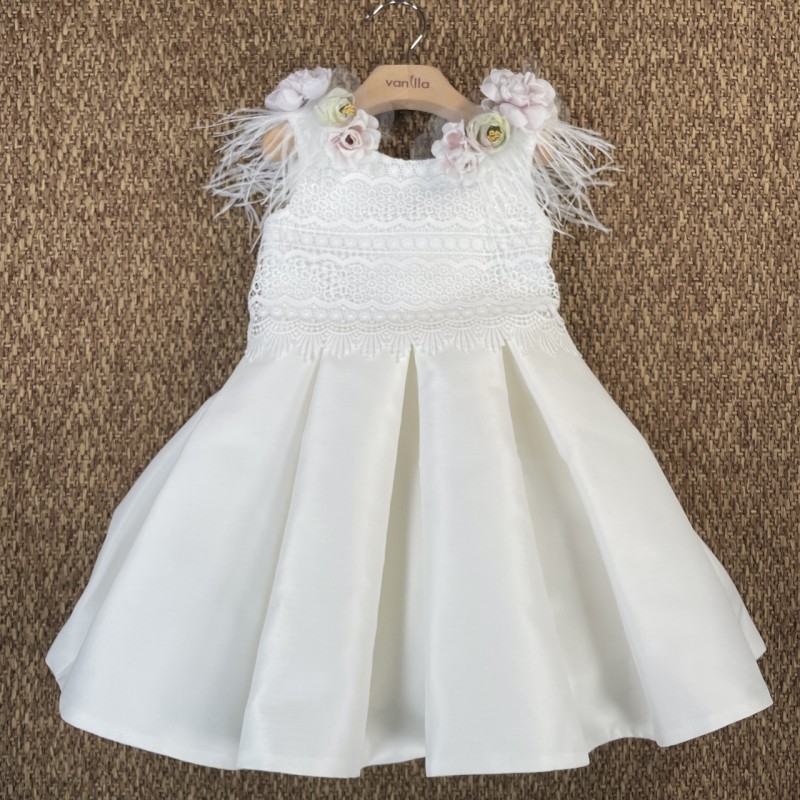 Abito damigella ricamo e fiori Bimba 2/8 anni