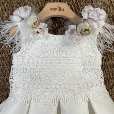 Abito damigella ricamo e fiori Bimba 2/8 anni