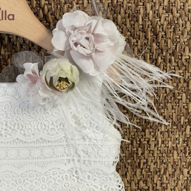 Abito damigella ricamo e fiori Bimba 2/8 anni