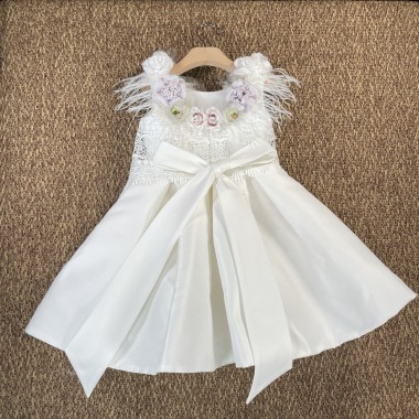 Abito damigella ricamo e fiori Bimba 2/8 anni