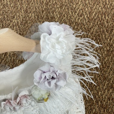 Abito damigella ricamo e fiori Bimba 2/8 anni