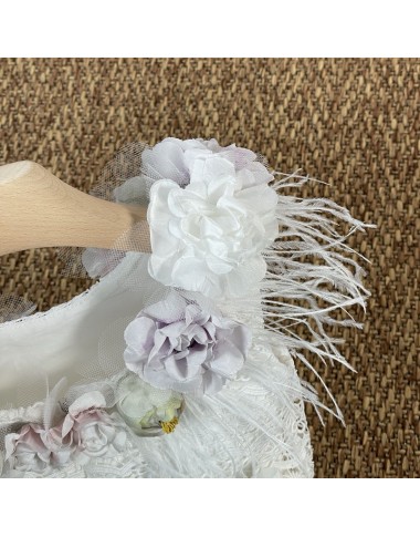 Abito damigella ricamo e fiori Bimba 2/8 anni