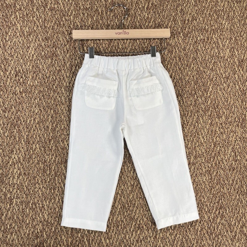 Pantalone lino nappine Bimba 2/8 anni