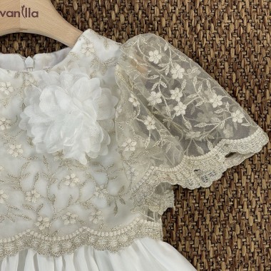 Abito chiffon ricamato Bimba 2/8 anni