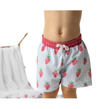 Costume boxer vichy fragole Mare