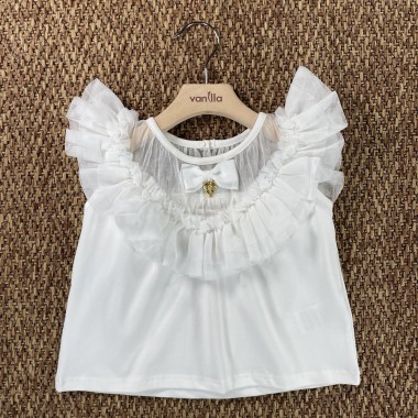Maglia con inserti tulle Camicia e Blusa