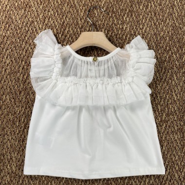 Maglia con inserti tulle Camicia e Blusa
