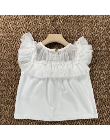 Shirt with tulle inserts