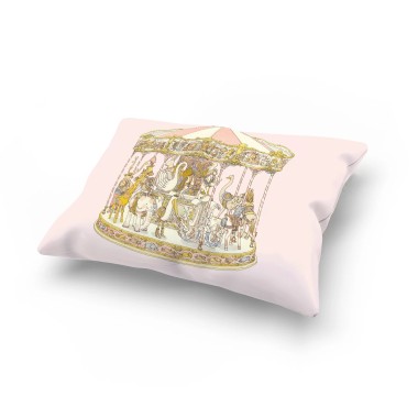 Cuscino Carousel rosa satin Bavetta e Mussole