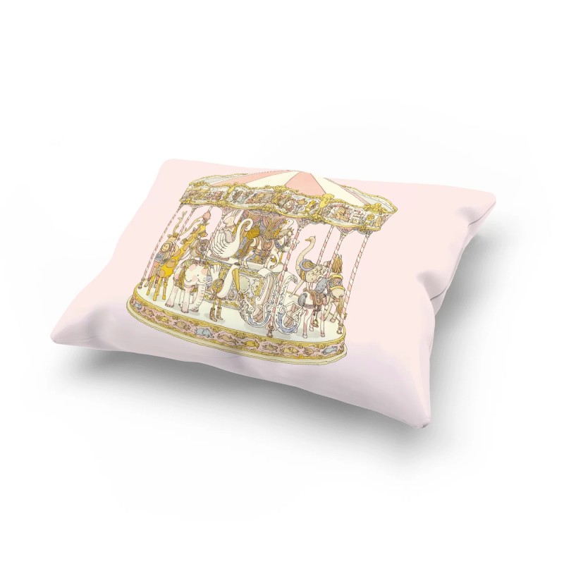Cuscino Carousel rosa satin Bavetta e Mussole