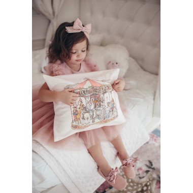 Cuscino Carousel rosa satin Bavetta e Mussole