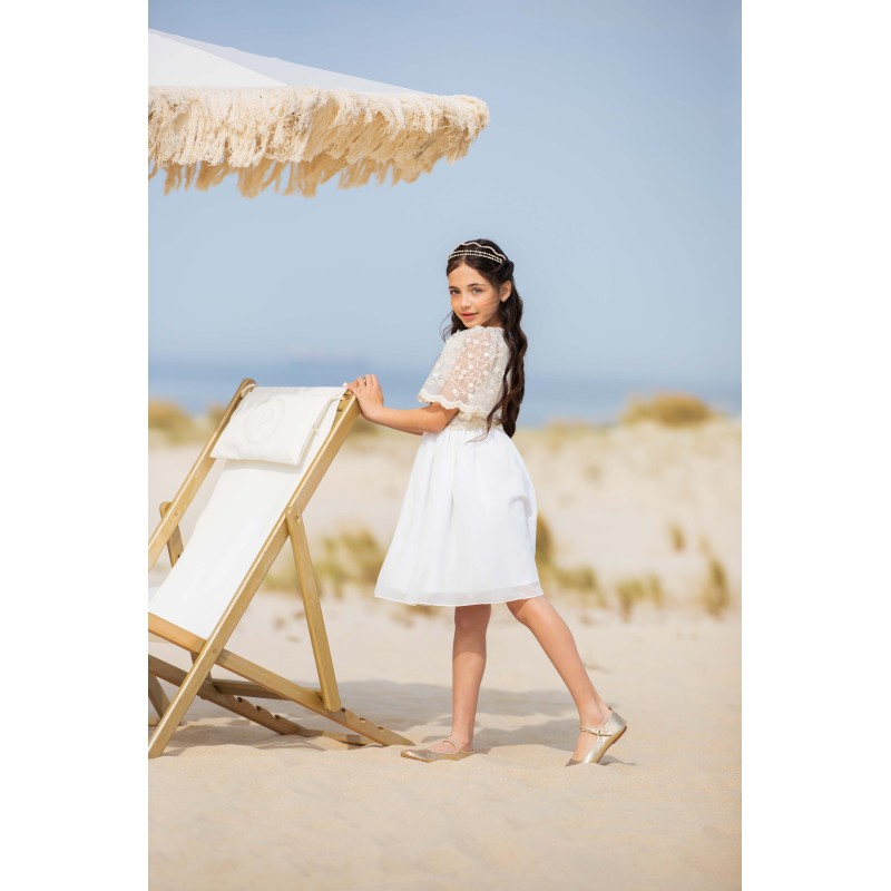 Abito chiffon ricamato Bimba 2/8 anni