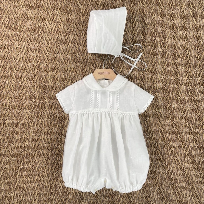 Pagliaccetto e cuffia battesimale Neonato 0/36