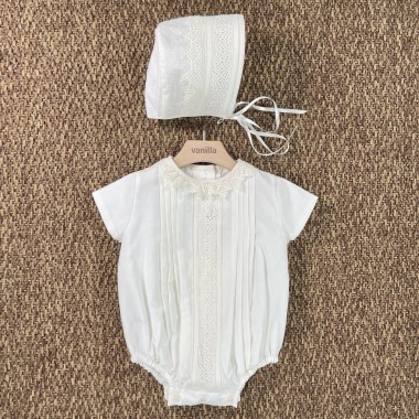 Pagliaccetto e cuffia battesimale Neonato 0/36