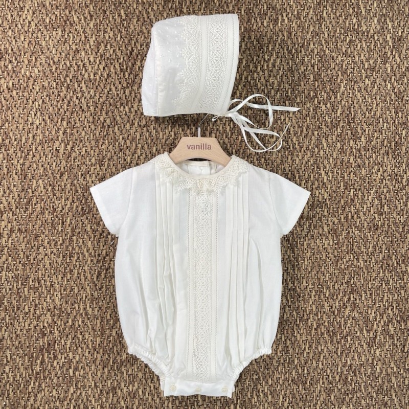 Pagliaccetto e cuffia battesimale Neonato 0/36