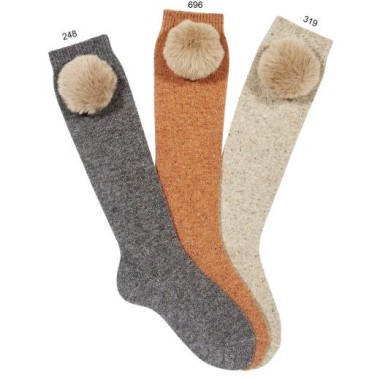 Calzino alto lana con pompon Accessori