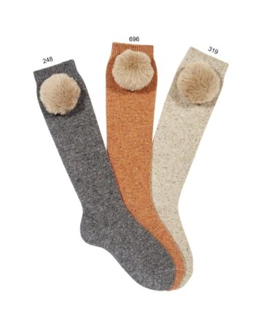 Calzino alto lana con pompon Calzini