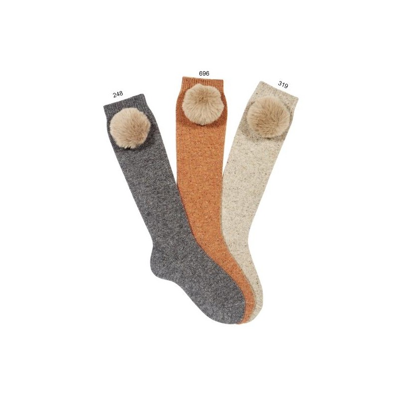 Calzino alto lana con pompon Calzini