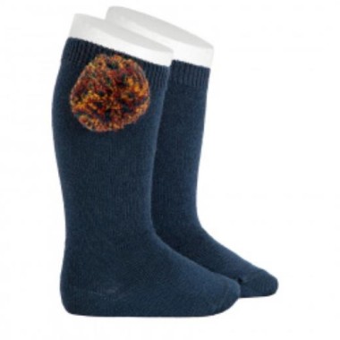 Calzino alto misto lana pompon Accessori