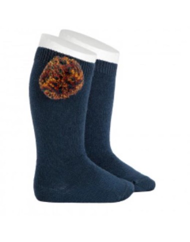 Calzino alto misto lana pompon Accessori
