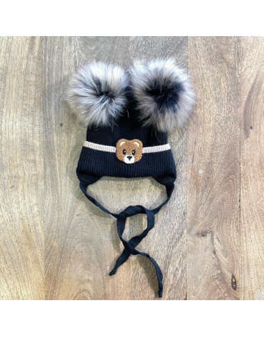 Cappello con doppio pom pom e Orsetto Accessori