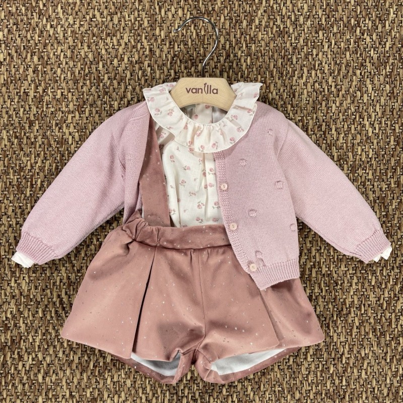 Completo in lana e velluto Neonata 0/36