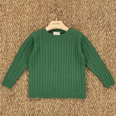 Maglia trecce lana e cashmere Bimbo 2/8 anni