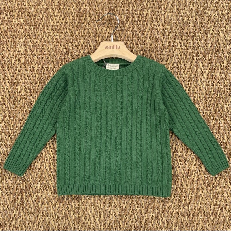 Maglia trecce lana e cashmere Bimbo 2/8 anni