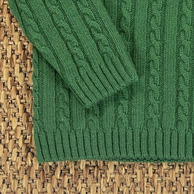 Maglia trecce lana e cashmere Bimbo 2/8 anni