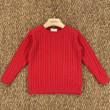 Maglia trecce lana e cashmere Bimbo 2/8 anni