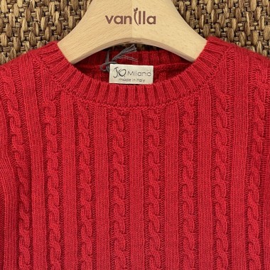 Maglia trecce lana e cashmere Bimbo 2/8 anni