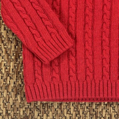 Maglia trecce lana e cashmere Bimbo 2/8 anni