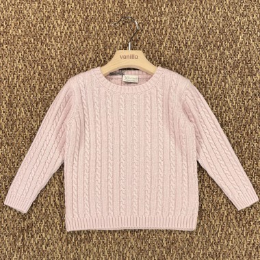 Maglia trecce lana e cashmere Bimba 2/8 anni
