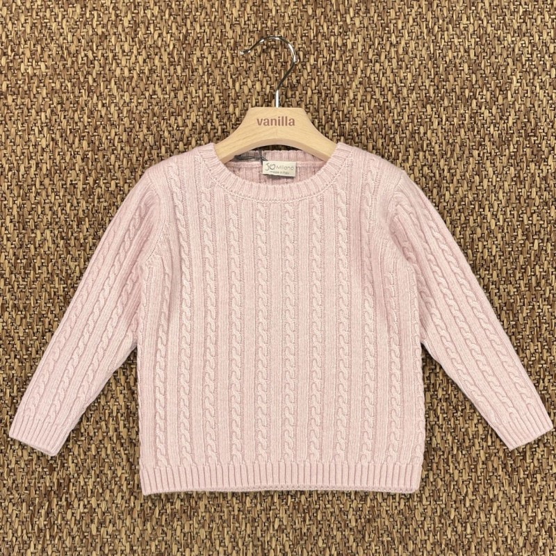 Maglia trecce lana e cashmere Bimba 2/8 anni