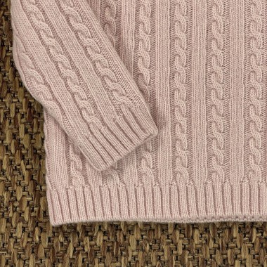 Maglia trecce lana e cashmere Bimba 2/8 anni