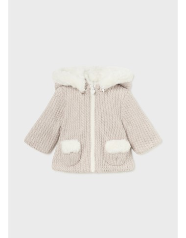 Reversible coat tricot braids and ecopelliccia